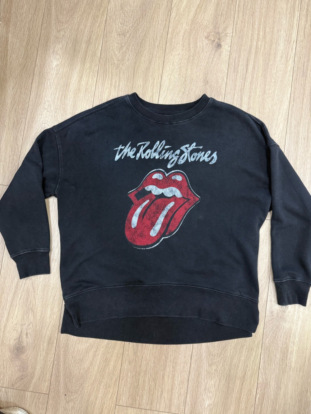 The Rolling Stones Black Graphic Sweatshirt Size L Tongue Logo Distressed